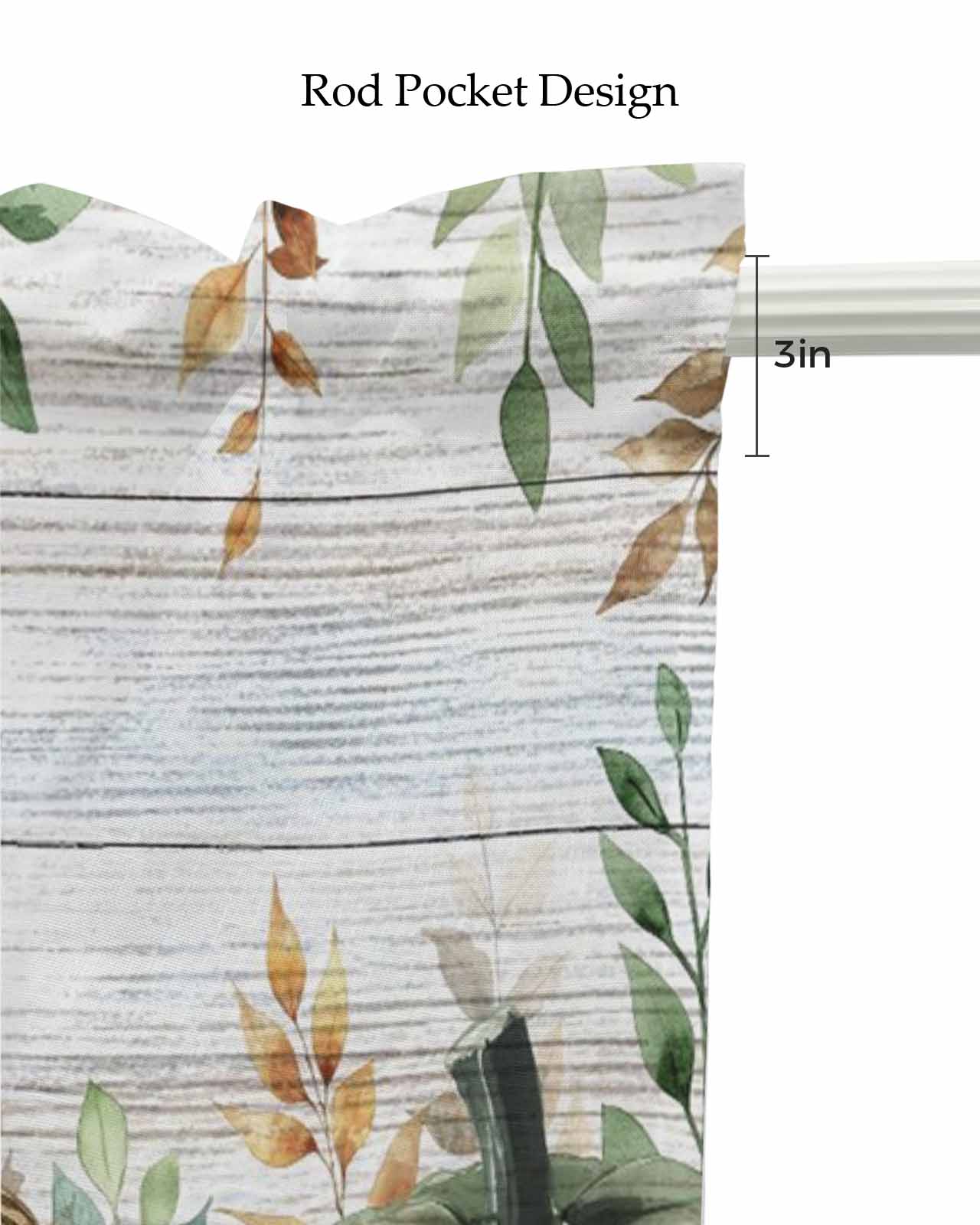 Thanksgiving Fall Kitchen Valances for Windows Farmhouse Linen Window Valance Curtain for Living Room Window Treatment Autumn Eucalyptus Sage Green Pumpkin Valance Rod Pocket Topper, 60 x 18 Inch