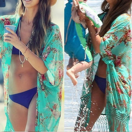 Chiffon Kaftan - New Women Ladies Tassel Bikini Cover Up Swimwear Chiffon Kaftan Beach Dress Tops