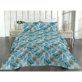 thumbnail image 2 of Ambesonne Tropical Quilted Bedspread Set 3 Pcs, Exotic Watercolor Foliage, King, Blue Grey Reseda Green, 2 of 4
