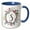 Blue/White, variant on 3drose, Pretty Watercolor Floral Circle Frame with a Monogram Initial S, 15oz Two-tone Black Mug