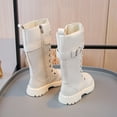 thumbnail image 4 of Eltusu Little Girls Riding Boots, Lace-Up Thermal No Slip Mid-Calf Winter Shoes White Size 12(Little Kids), 4 of 7