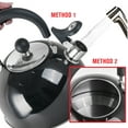 thumbnail image 5 of Emeril Lagasse 2.6 Quart/2.5 Liter Whistling Tea Kettle, Stainless Steel Tea Pot for Induction Stove Top, Fast to Boil Water for Home Kitchen Condo, with Ergonomic Cool Folding Grip Handle, Black, 5 of 6