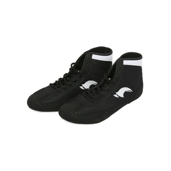 UKAP Kids Breathable Round Toe Wrestling Shoe Girls Sports Comfort Combat Sneaker Lightweight High Top Fighting Sneakers Black-1 4.5Y