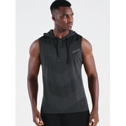 NELEUS Mens Workout Tank Tops with Hoodie Sleeveless Running Muscle Shirts 3 Pack,Gray+Blue+Red,US Size L