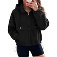 thumbnail image 2 of Edvintorg Womens Jackets Lightweight Long Sleeve Zip up Coat Hooded Outerwear with Pocket Womans Clothes Fashion Clothing Women Black S-2XL, 2 of 9