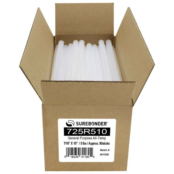 Surebonder All-Temperature, All-Purpose 5 lb Box of 10-Inch Full-Size Hot Glue Sticks for Crafts/DIY - About 94 Glue Sticks Per Box, Clear