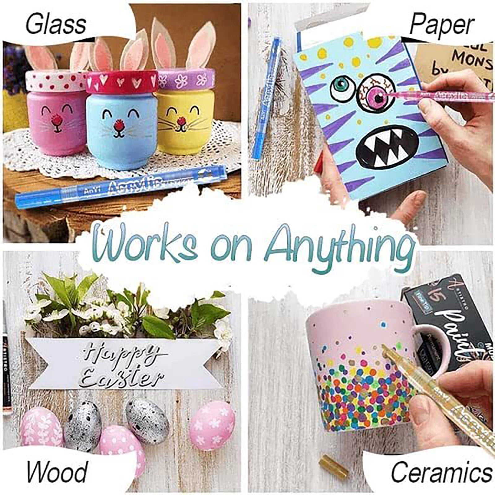 60 Colors Paint Markers Paint Pens Acrylic Paint Pens For Students Chirldrens Artists Adults Coloring Drawing Cartoon Anime Comic Brush Tip For Rock Painting Wood Canvas(60ml)