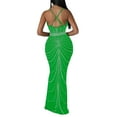 thumbnail image 5 of RYKJLWY Boho Dresses for Women 2024 Fashion Women's Solid Color Halter Sleeveless Hot Rhinestone Backless Long Evening Party Dresses Womens Dresses Spring (Green,L), 5 of 7