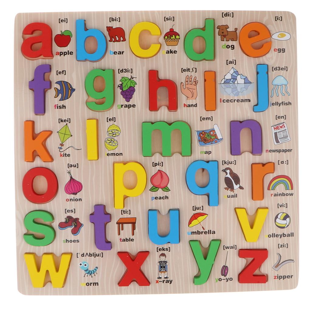 Alphabet abc Letters Wooden Puzzle Children Kids Learning
