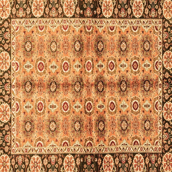 Ahgly Company Indoor Square Abstract Orange Modern Area Rugs, 4' Square