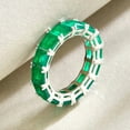 thumbnail image 3 of Elegant Princess-Cut Lab-Created Emerald Full Eternity Wedding Band Ring in 925 Sterling Silver – Timeless Beauty for Her, 3 of 6