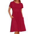 thumbnail image 3 of UVN Womens Summer Dresses Short Petal Sleeve Crew Neck Midi Sundress for Women A-Line Flowy Dress with Pocket, 3 of 8