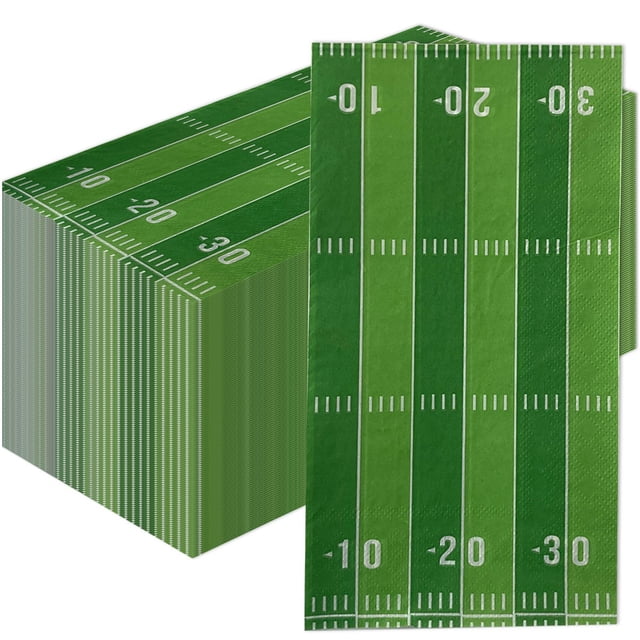Jiibva 50Pcs Green Football Print Disposable Paper Napkins for Sports Theme Parties
