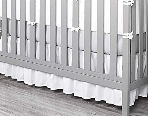 Crib Bed Skirt Dust Ruffle Nursery Crib Toddler Bedding Microfiber Fabric Ruffle Bed Skirt for Baby Boys or Girls (28” x 52” x 14’’) - White Solid