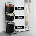 thumbnail image 3 of YOUPINS 3-Tier Laundry Hamper Sorter, Laundry Storage Organizer with Wheels Movable Rolling Laundry Baskets Cart, Bathroom Cart Clothes Shelf,Laundry Butler for Bathroom Bedroom Laundry Room, Black, 3 of 7