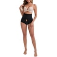 thumbnail image 2 of INSPIRE CHIC Women's High-Waisted Adjustable Waist Shaper Knickers Front Hook Closure Tummy Control Half-Hip Shaping Shorts S Black, 2 of 6