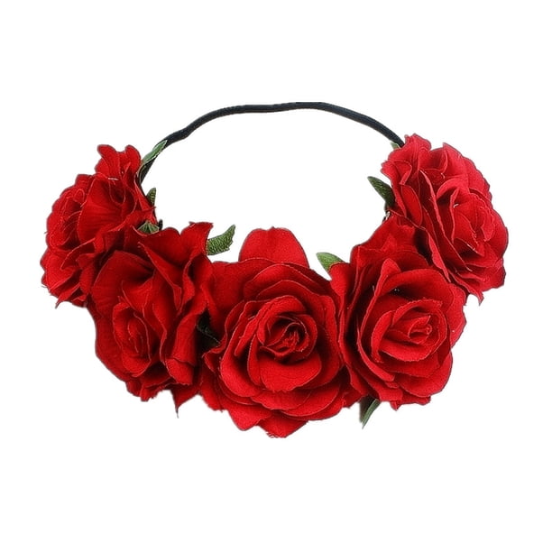 Diadema de corona de flor de rosa, diadema de pelo de boda para mujer, diadema de pelo de niña para viajes de boda de fiesta