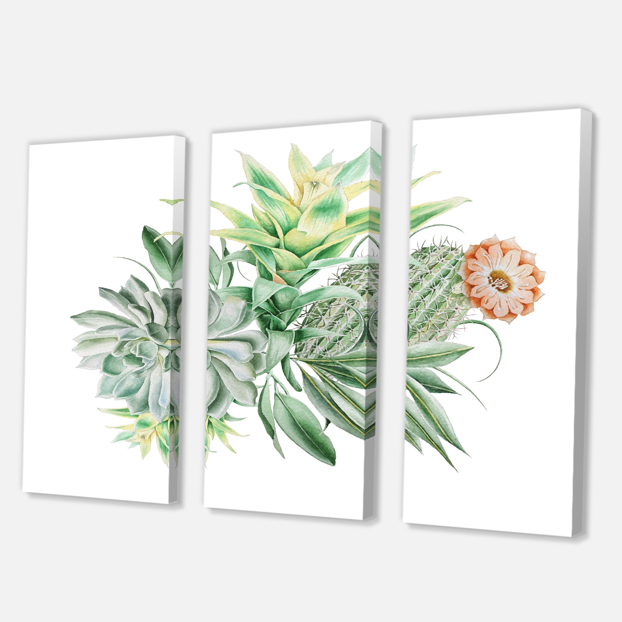 Designart ' Bouquet With Succulents and Cactus ' Traditional Canvas Wall Art Print