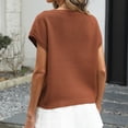 thumbnail image 4 of Stichou Women's Sweater Vest Spring Summer Cap Sleeve Crew Neck Casual Loose Knit Business Tops Western Vacation Outfits Brown S, 4 of 5
