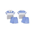 thumbnail image 2 of BemeyourBBs Toddler Baby Boy Golf Outfit Infant Baby Boys Summer Clothes Golf Cart Contrast Button Collared Short Sleeve Shirts and Shorts Set Baby 2 Piece Summer Outfit, 2 of 9