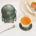 thumbnail image 3 of Yayeee 6 PCS Drink Coasters with Holder Set Woven Absorbent Round Tabletop Hot Pad, Forest House, 3 of 7