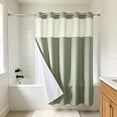 thumbnail image 6 of Waffle Weave Double Layer Shower Curtain, Waterproof Polyester Fabric Bathroom Curtain with Detachable Liner & Metal Grommets, No Hook Installation, Quick-Dry, Machine Washable, 72 x 36 Inches, 6 of 6