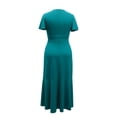 thumbnail image 2 of Womens Dress Semi Formal Wedding Guest Wrap Midi Dresses Summer Western A Line High Low Ruffled Dress, Wedding Guest Dress(Mint Green,XXL), 2 of 6