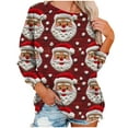 thumbnail image 5 of jjayotai Christmas Sweatshirts for Women, Plus Size 3D Ugly Pink Santa Printed Trendy Christmas Tree Shirts Xmas Outfits Funny Tops Blouses Red XXXXL, 5 of 7