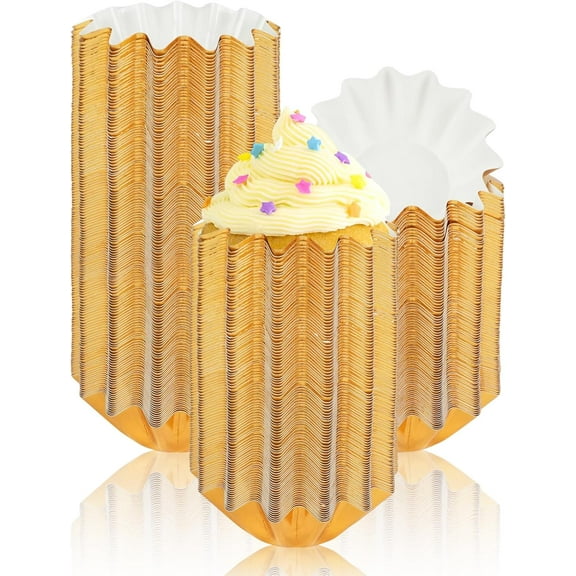 100 PCS Baking Cups Cupcake Liner Flared Brioche Standard Muffin Wrappers Greaseproof Coated Paper Cup for Wedding Birthday Holiday Party or Baby Shower