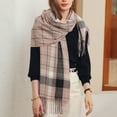 thumbnail image 5 of Prolriy Scarf for Women Autumn and Winter Colorful Plaid Shawl Thickening Warm Fringe Scarf Womens Scarf Khaki, 5 of 8