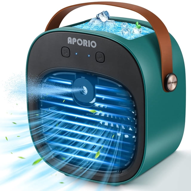 Aire acondicionado portátil: enfriador de aire personal recargable de 5200 mAh con 3 velocidades de duración de 5 a 10 horas, mini ventilador de aire acondicionado silencioso, ventilador de escritorio
