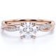 thumbnail image 1 of JeenMata Anillo de Compromiso de 1 Quilate con Diamantes y Moissanita de Talla Redonda Infinita en Oro Rosa de 10 K, 1 of 6
