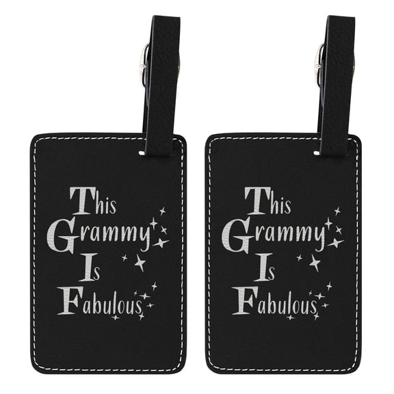 ThisWear Gifts for Grammy This Grammy Is Fabulous Travel Accessories for Women 2-pack Laser Engraved Leatherette Luggage Tags Black