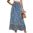 thumbnail image 2 of Skirts for Women Floral Print Maxi Skirts Summer Flowy Long Skirts High Waist (Blue M), 2 of 6