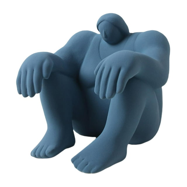 Estatuilla de personaje abstracto Escultura de cerámica para estantería Adornos de Artesanía Azul Zulema Estatua de arte abstracto