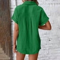 thumbnail image 5 of Olyvenn Button Down Shirts for Women Summer Casual Cotton Linen Tops Short Sleeve Lightweight Boho Shirt Gauze Blouses Green XL, 5 of 7
