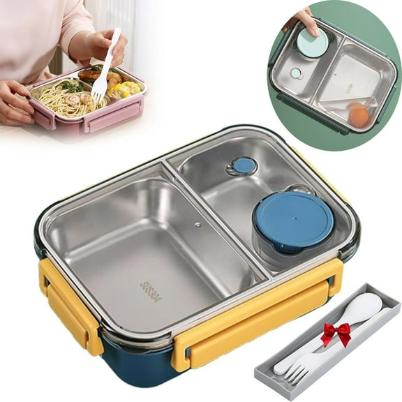 Stainless Steel Bento Portable Lunch Container Large Capacity Leakproof Stackable Dishwasher Bento with Divided Compartments for Adults