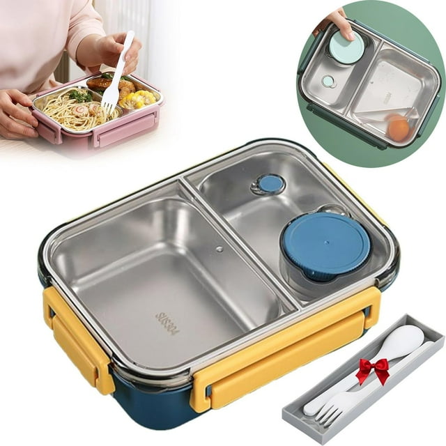 Boreal Craft Bento Adulte en Acier Inoxydable Lunch Portable Bento Adulte Étanche Empilable Grande Capacité Lave-Vaisselle Contenant Lunch avec Compartiments Divisés Ensemble Table de Cuisine pour 4 Moins de 150