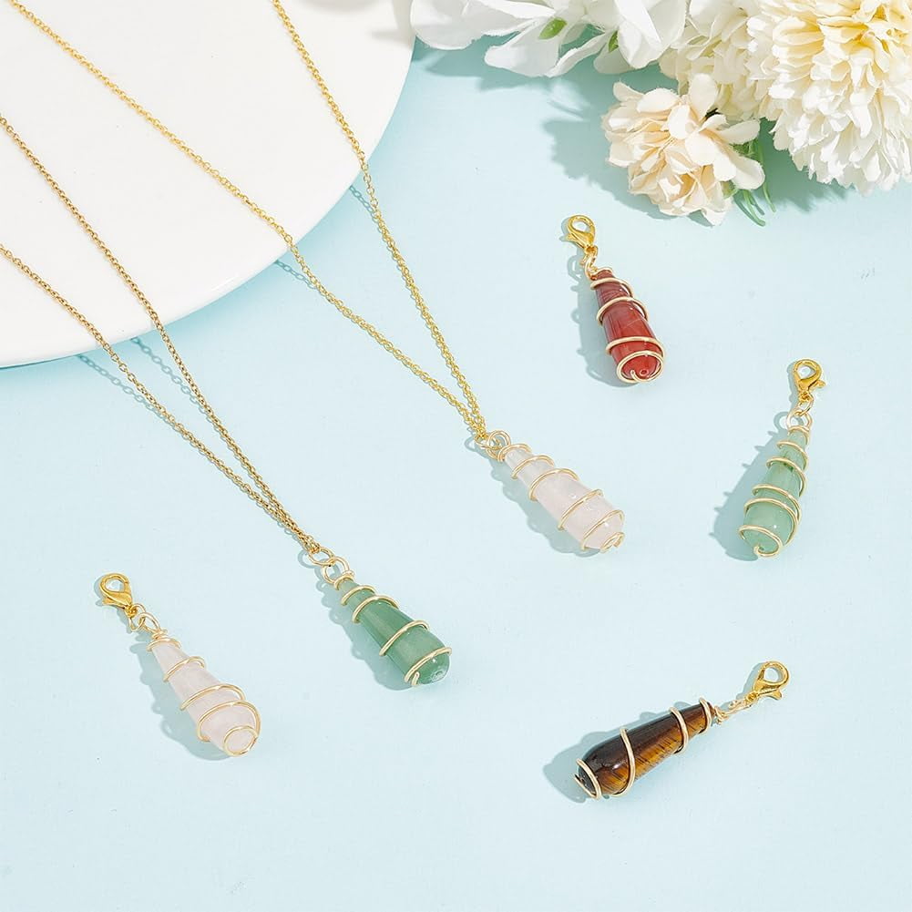 15 Pcs Teardrop Stitch Markers Natural Gemstone Locking Stitch Markers Removable Lobster Clasp Locking Knitting Markers for Knitting Weaving Sewing Jewelry Making Colorful DIY