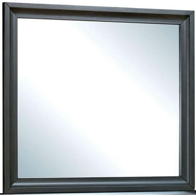 Benjara BM233735 32 in. Transitional Style Wooden Frame Mirror, Antique Gray
