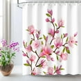 thumbnail image 3 of Pink Floral Shower Curtain for Bathroom Flower Shower Curtain Pink Shower Curtain Flowered Pink and White Bright Pretty Floral Bathroom Decor, 72" W X 72" H, 3 of 6
