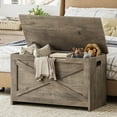 thumbnail image 4 of Roromall 30" Storage Chest, Wooden Storage Bench with Safety Hinge, Large Toy Chest for Entryway, Living Room, Bedroom, Easy Assembly, 4 of 7