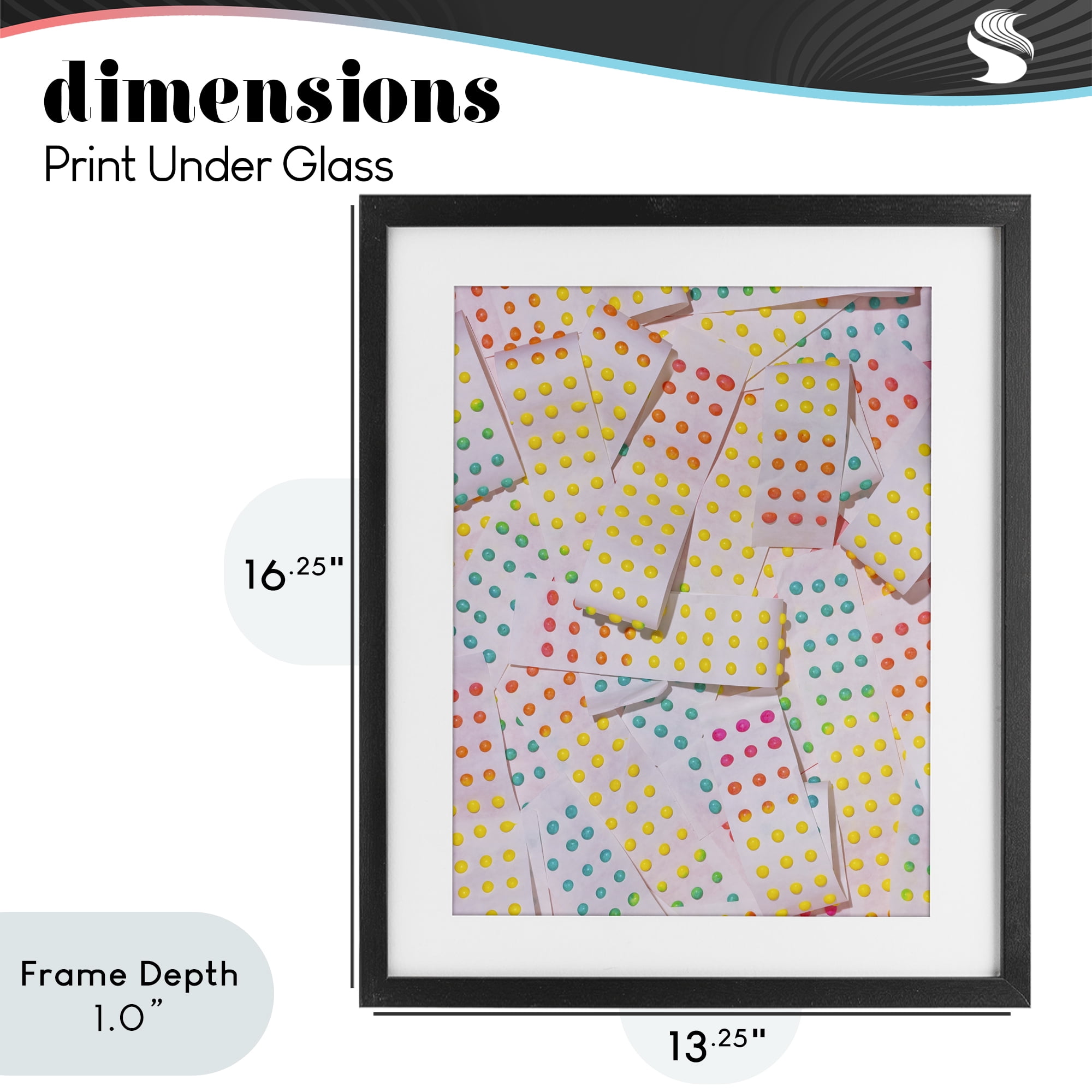Stupell Industries Retro Color Candy Dots Black Framed Print Under Glass, design by LISH Creative