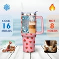 thumbnail image 4 of 40oz Cute Red Strawberry Stainless Steel Flip Straw Tumbler Spill Proof Travel Cup Double Wall Vacuum Insulated Coffee Mug with Top Handle, 4 of 6