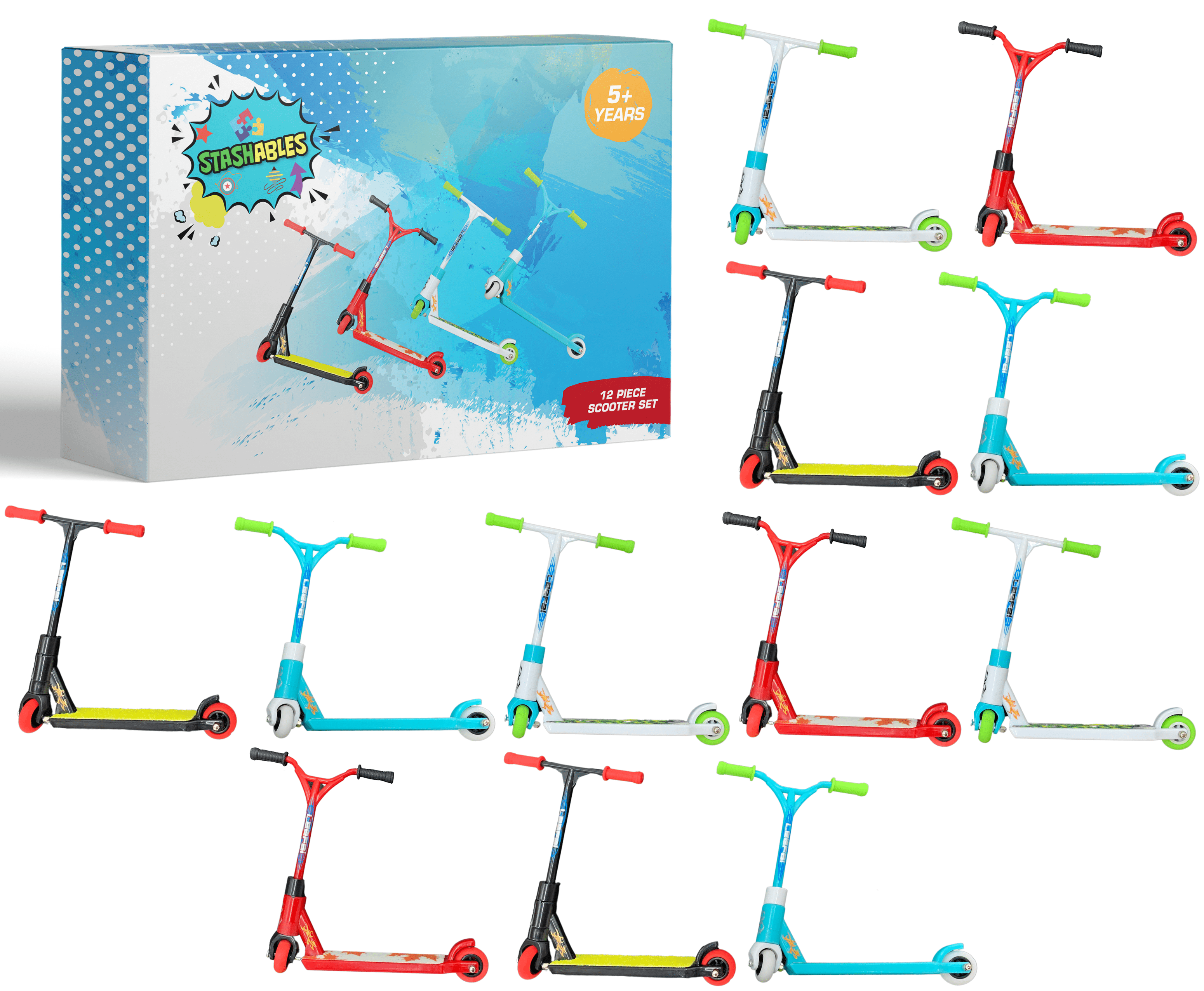 Buy 12pc Toy Fingerboard Scooters with Mini Skate Decks and Spinning