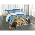 thumbnail image 3 of Ambesonne Fish Quilted Bedspread Set 3 Pcs, Ocean Corals Goldfish, Queen Size, Turquoise, 3 of 5