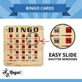 thumbnail image 3 of Regal Games, Woodgrain Rapid Reset Shutter Bingo Cards for Kids and Adults, Finger-tip Shutter Slide, Easy Read, 200 Pack, Extra Thick Stitched, Tan, 3 of 3