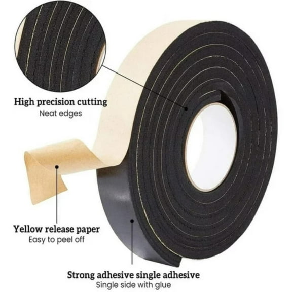 Clearance Handmade tape under $5,Black EVA Cushioned Foam Sealing Strip Single Adhesive 1PC