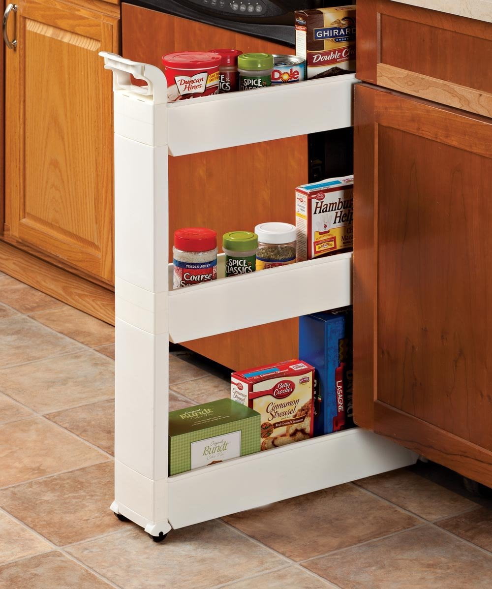 3 Tier Slim Storage Cart Rolling Storage Cart By Miles Kimball