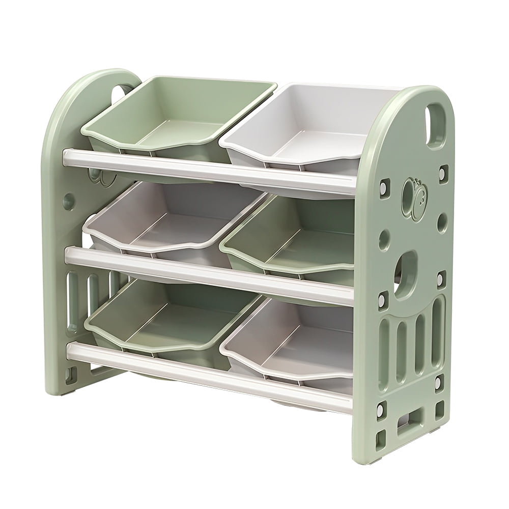 3Tier Toy Storage Organizer with 6 Bins for Children, Multifunctional Nursery Organizer with